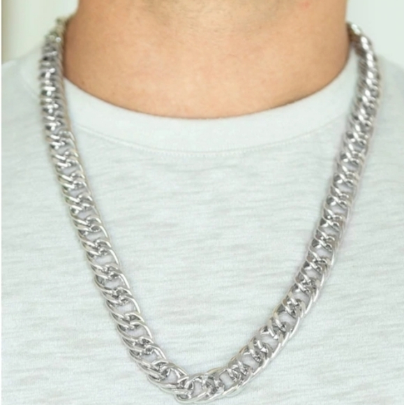 paparazzi Other - "Omega" - Men's Silver Chain Necklace